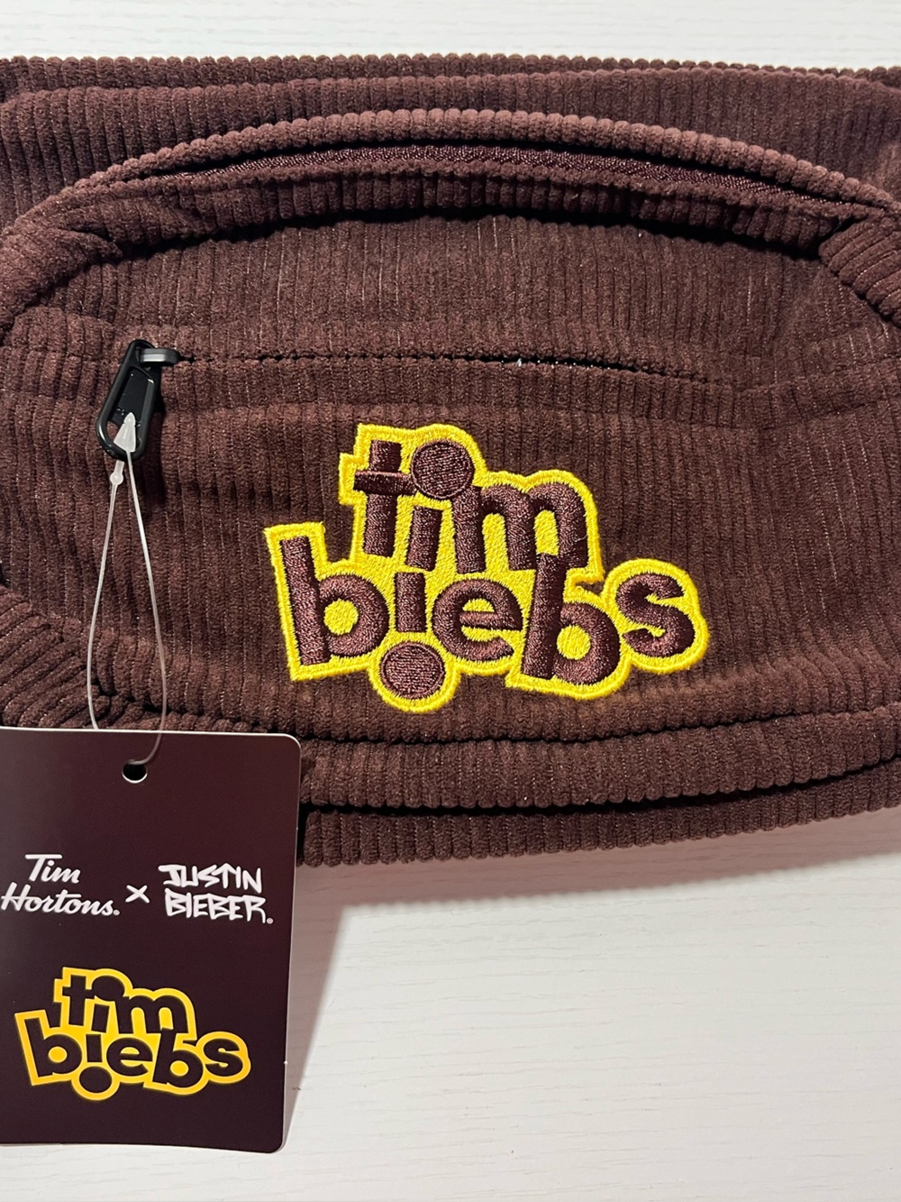 Tim Beibs Brown Corduroy Waist Bag by Tim Hortons x Justin Bieber NWT